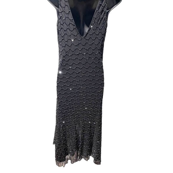 Hobbs womens long cocktail dress black silk - Picture 6 of 10